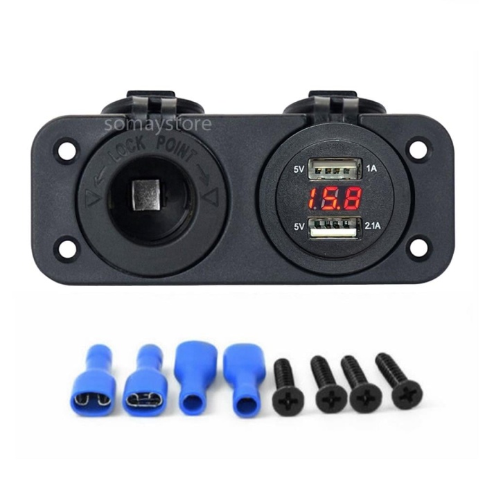 Marin Şarj + Voltmetreli Usb Soketi Plastik Çerçeve 12-24v