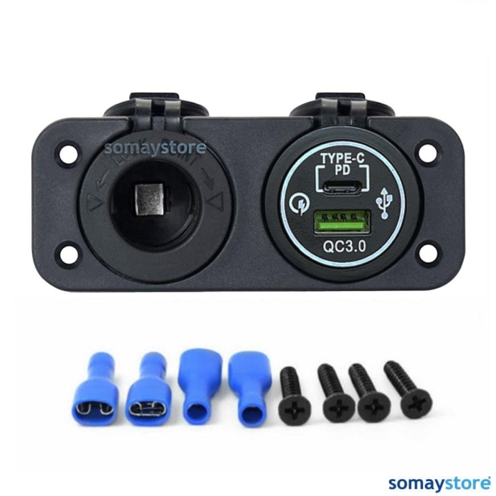 Marin Şarj + Usb Type-C Soketi Plastik Çerçeve 12-24v