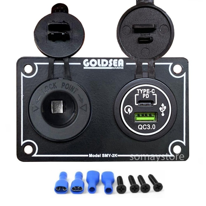 Goldsea Marin Şarj + Usb Type-C Soketi Metal Çerçeveli 12-24V