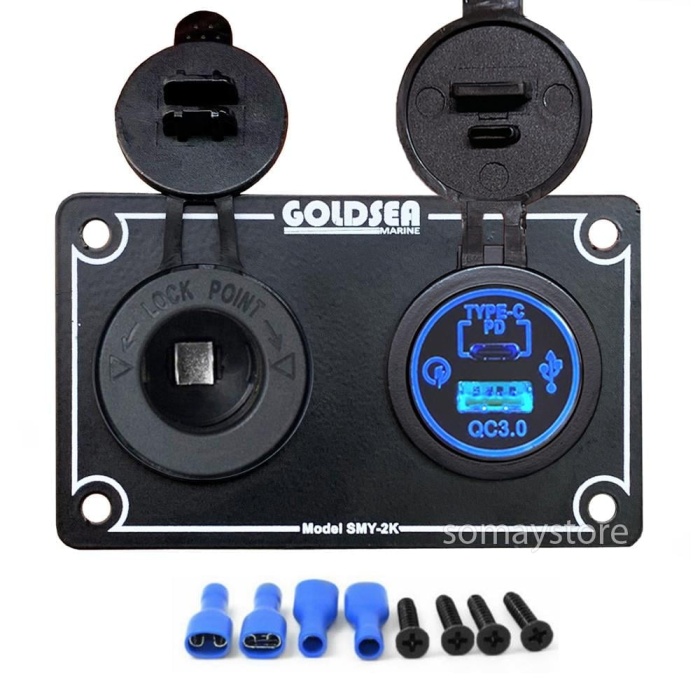 Goldsea Marin Şarj + Usb Type-C Soketi Metal Çerçeveli 12-24V