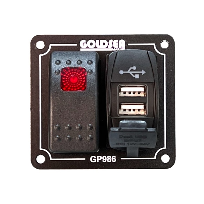 Goldsea Slim Model Switch Panel 1 Anahtar + Çiftli Usb 3.1A Soketli 12-24V 65x70mm