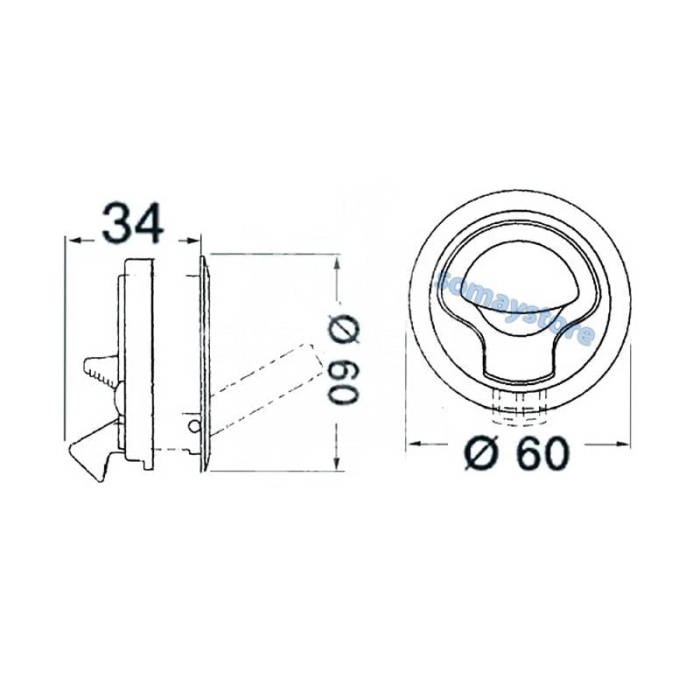 Easterner Gömme Kulp Yaylı Siyah Ø60mm