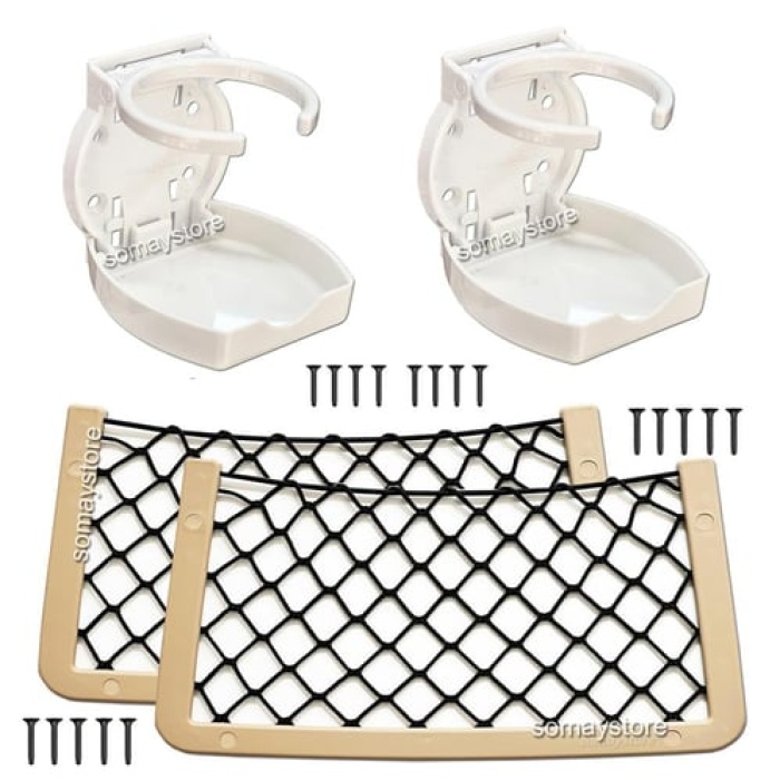 Tekne Seti 2 Adet Oval Katlanır Bardaklık 2 Adet Eşya Filesi 32x17cm