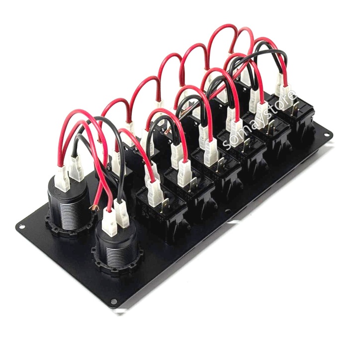 Goldsea Otomatik Sigortalı Marin Switch Panel Şarj + Voltmetreli Usb-C Soketli 12-24V
