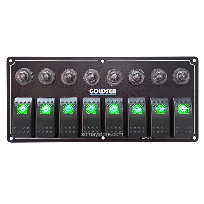 Goldsea Otomatik Sigortalı Marin Switch Panel 8 Anahtarlı 12-24V