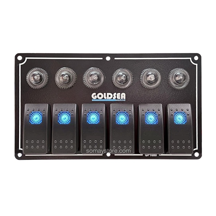 Goldsea Otomatik Sigortalı Marin Switch Panel 6 Anahtarlı 12-24V