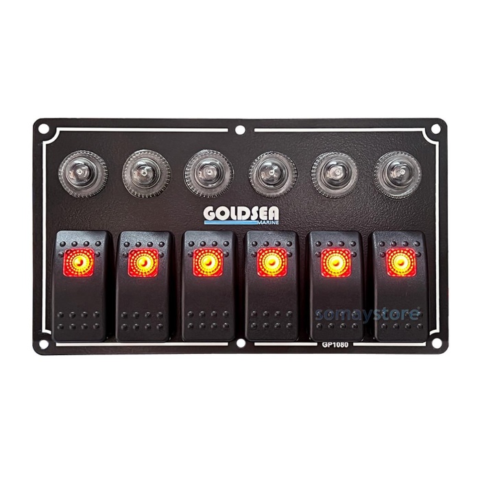 Goldsea Otomatik Sigortalı Marin Switch Panel 6 Anahtarlı 12-24V