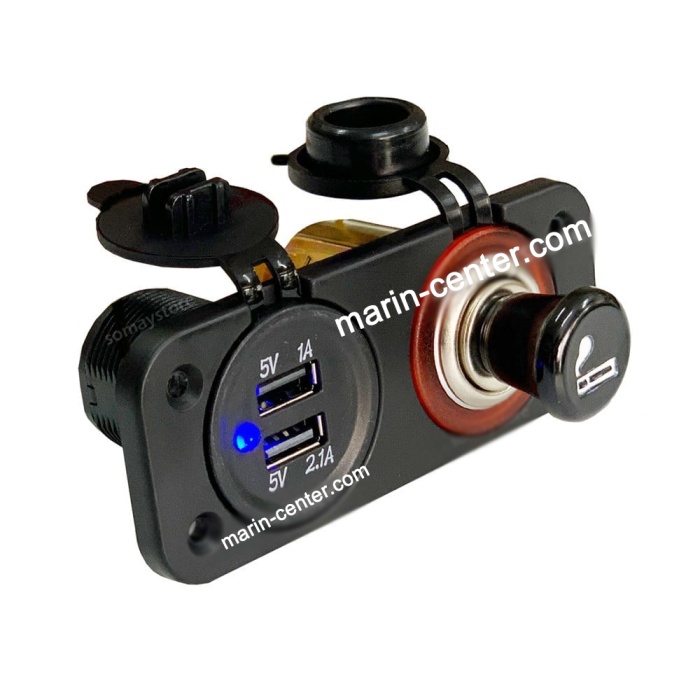 Marin Usb + Çakmak Soketi Plastik Çerçeve 12-24v
