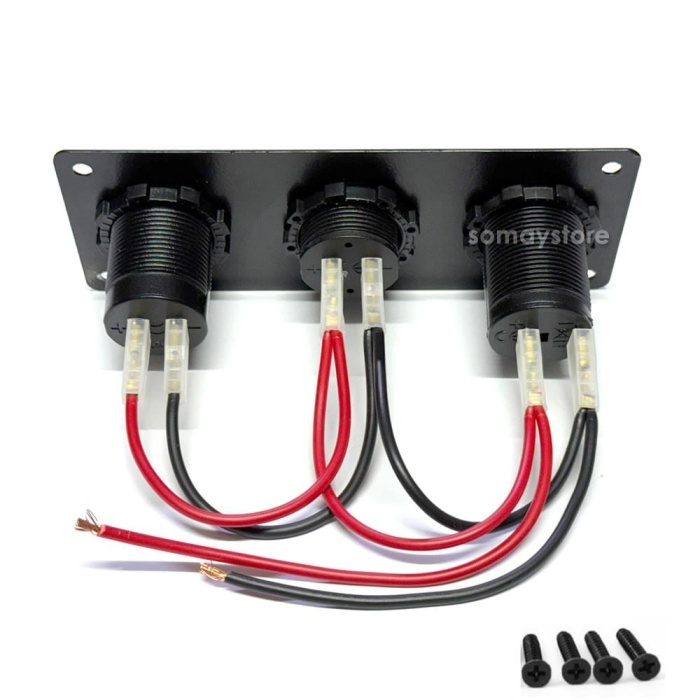 Goldsea Marin Şarj + Usb + Voltmetre Soketi Metal Çerçeveli 12-24V