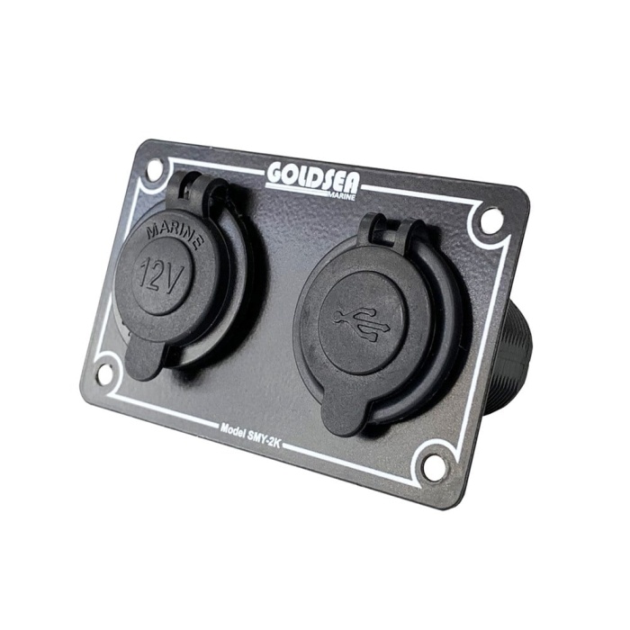 Goldsea Marin Şarj + Usb + VoltmetreGoldsea Marin Şarj + Usb Soketi Metal Çerçeveli 12-24V