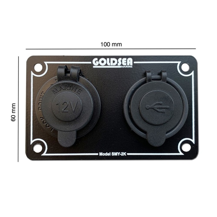 Goldsea Marin Şarj + Usb + VoltmetreGoldsea Marin Şarj + Usb Soketi Metal Çerçeveli 12-24V