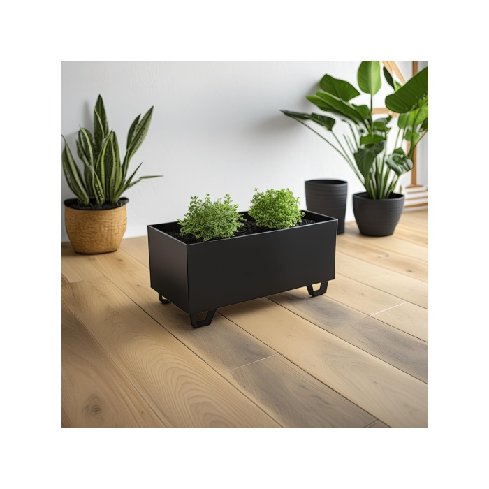 DEQQU Duracube Metal Saksı - Büyük Boy 25CM x 30CM x 60CM (Y-D-G)Siyah