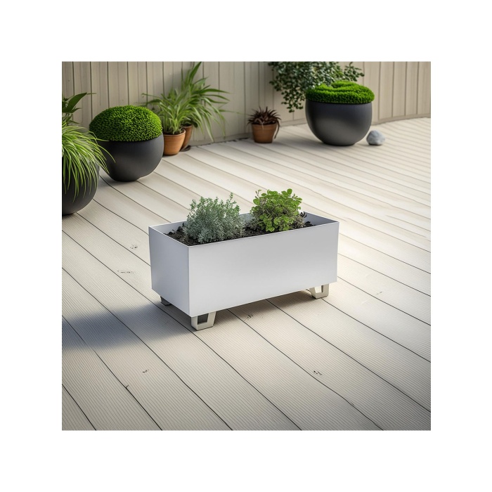 DEQQU Duracube Metal Saksı - Büyük Boy 25CM x 30CM x 60CM (Y-D-G)Beyaz