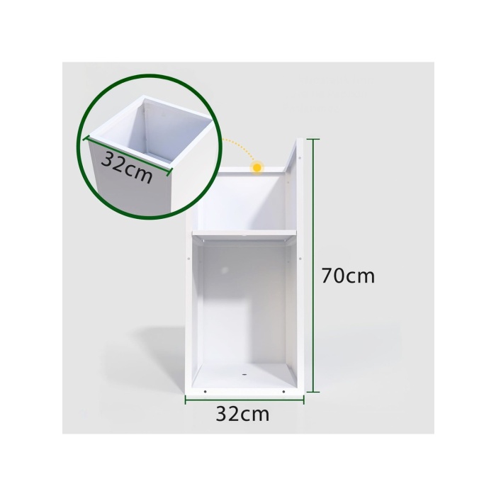 DEQQU Terraguard Demonte Dikey Metal Saksı - 70X32X32CM Paslanmaz-Beyaz