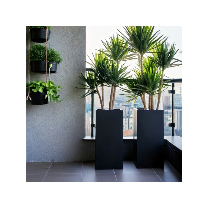 DEQQU Terraguard Demonte Dikey Metal Saksı - 70X32X32CM Paslanmaz-Siyah