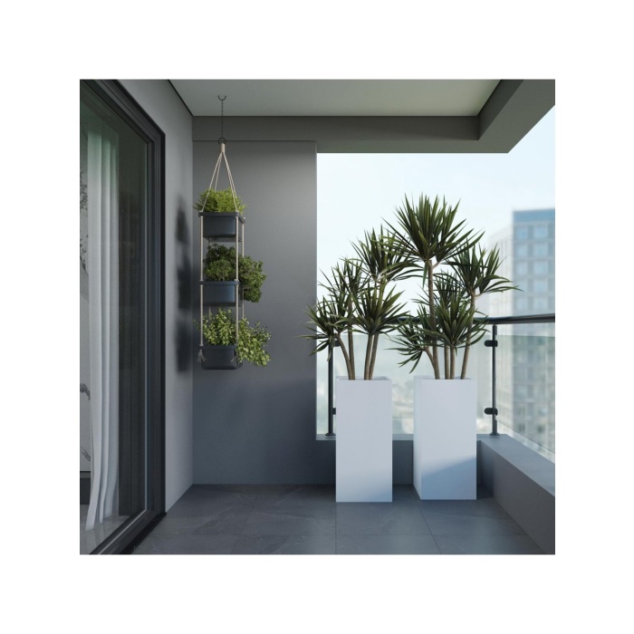 DEQQU Terraguard Demonte Dikey Metal Saksı - 70X32X32CM Paslanmaz-Beyaz