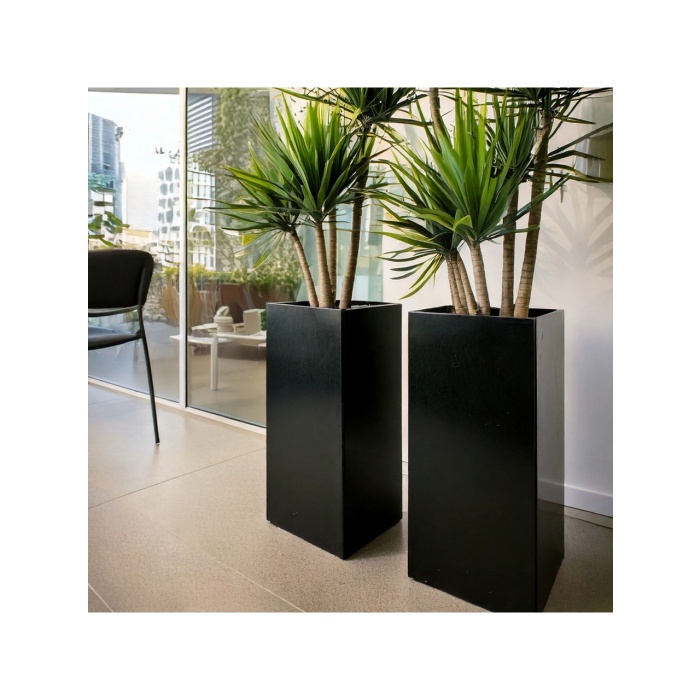 DEQQU Terraguard Demonte Dikey Metal Saksı - 70X32X32CM Paslanmaz-Siyah