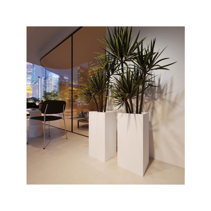 DEQQU Terraguard Demonte Dikey Metal Saksı - 70X32X32CM Paslanmaz-Beyaz