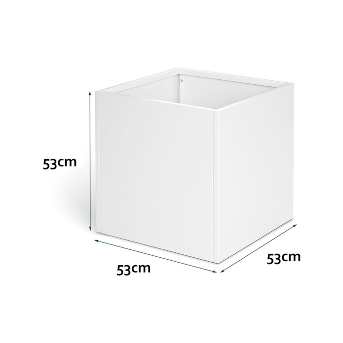 DEQQU Terraguard Demonte Küp Metal Saksı - 53X53X53CM Paslanmaz-Beyaz