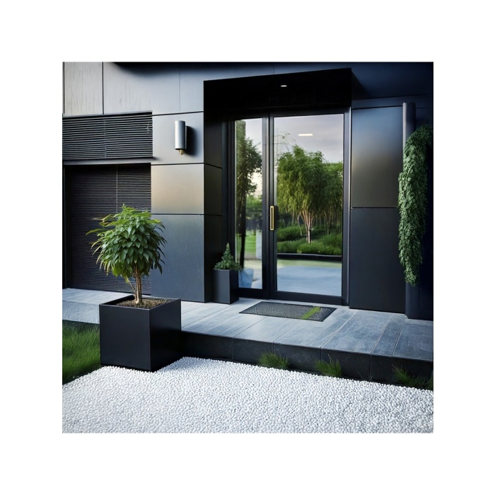 DEQQU Terraguard Demonte Küp Metal Saksı - 53X53X53CM Paslanmaz-Siyah
