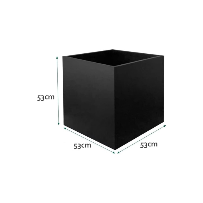 DEQQU Terraguard Demonte Küp Metal Saksı - 53X53X53CM Paslanmaz-Siyah