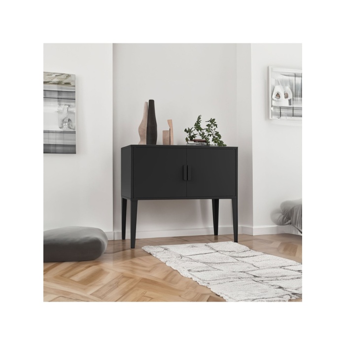 DEQQU Terraguard Çift Kapaklı Metal Dolap - 70X35X35CM (Ayaklar Dahil 65CM Yükseklik)Siyah