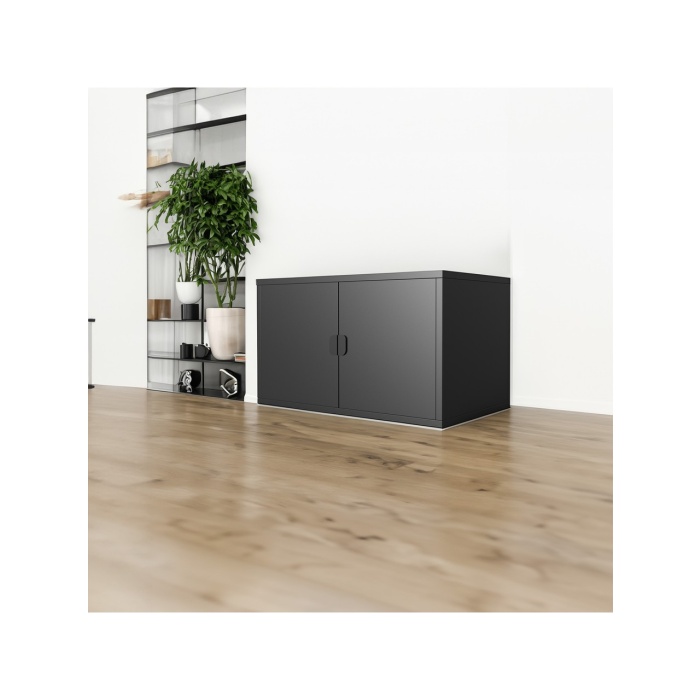 DEQQU Terraguard Çift Kapaklı Metal Dolap - 70X35X35CM (Ayaklar Dahil 65CM Yükseklik)Siyah