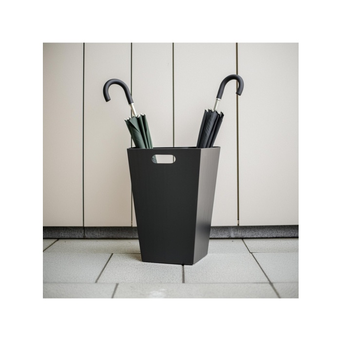 DEQQU Terraguard Metal Şemsiyelik Paslanmaz - 35.5cm (Kıvırcık Paspas Dahil)Siyah