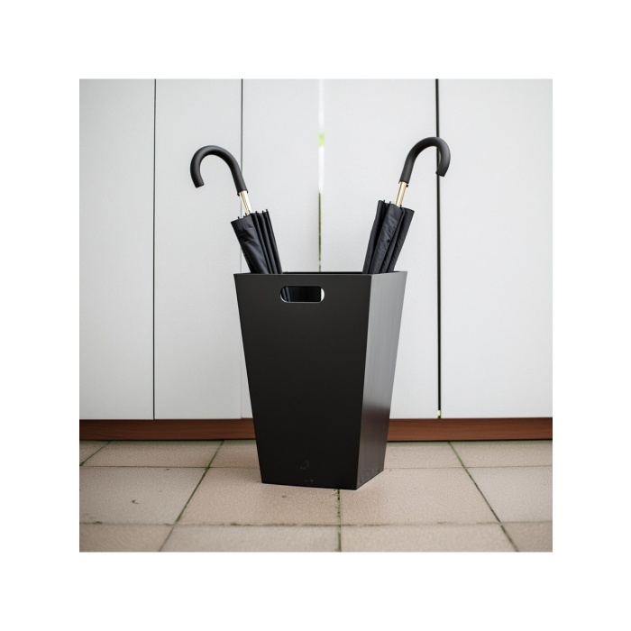 DEQQU Terraguard Metal Şemsiyelik Paslanmaz - 35.5cm (Kıvırcık Paspas Dahil)Siyah
