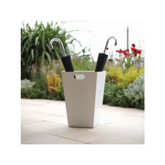 DEQQU Terraguard Metal Şemsiyelik Paslanmaz - 35.5cm (Kıvırcık Paspas Dahil)Beyaz