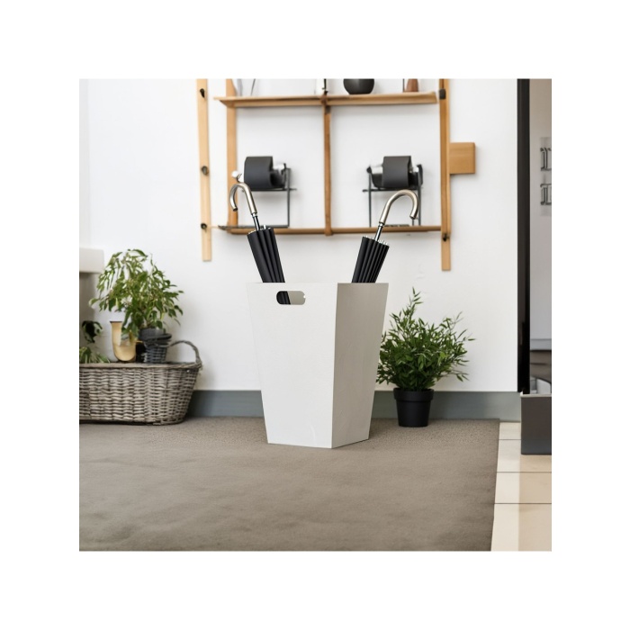 DEQQU Terraguard Metal Şemsiyelik Paslanmaz - 35.5cm (Kıvırcık Paspas Dahil)Beyaz