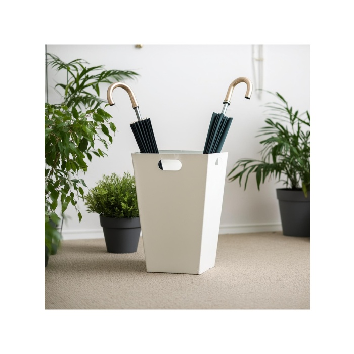 DEQQU Terraguard Metal Şemsiyelik Paslanmaz - 35.5cm (Kıvırcık Paspas Dahil)Beyaz