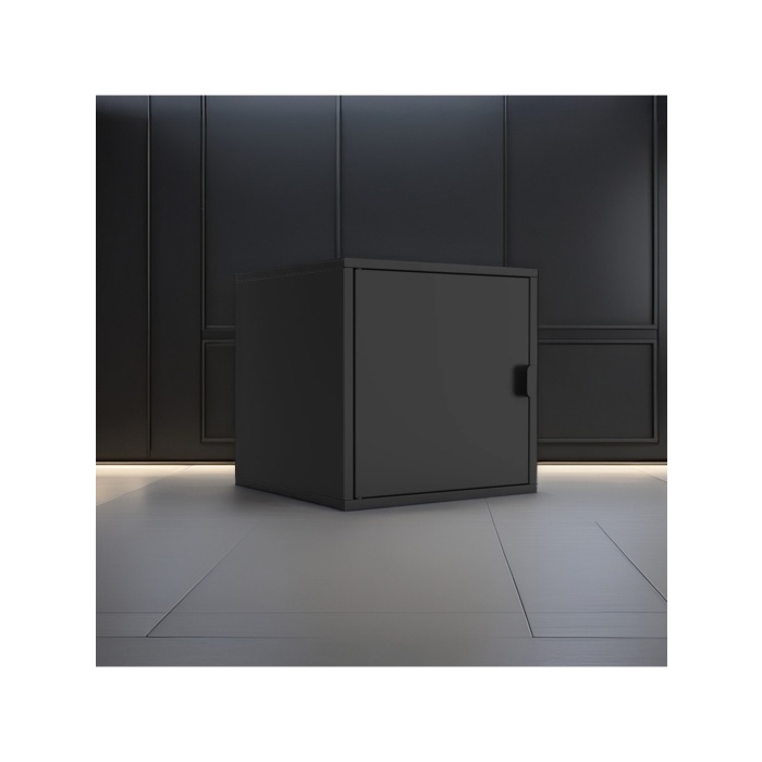 DEQQU Terraguard Tek Kapaklı Küp Metal Dolap - 35 x 35 x 35 cm Siyah