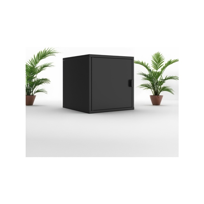 DEQQU Terraguard Tek Kapaklı Küp Metal Dolap - 35 x 35 x 35 cm Siyah