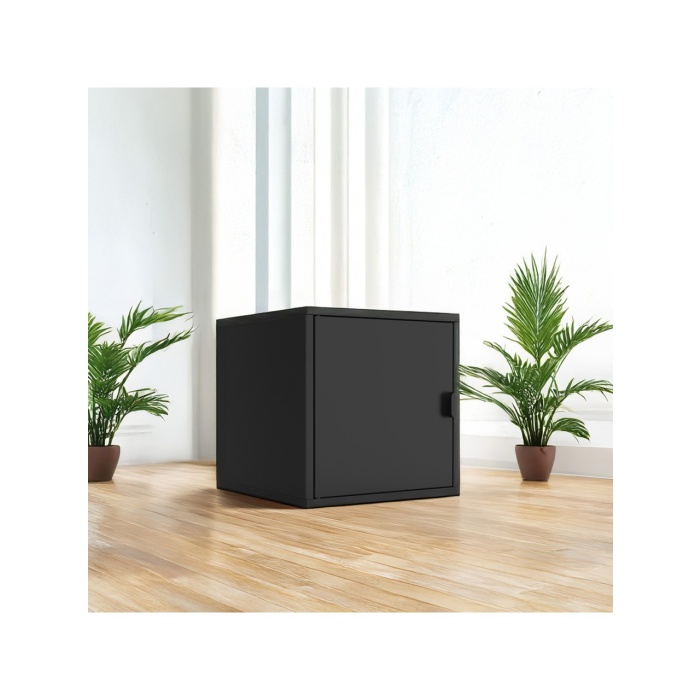 DEQQU Terraguard Tek Kapaklı Küp Metal Dolap - 35 x 35 x 35 cm Siyah