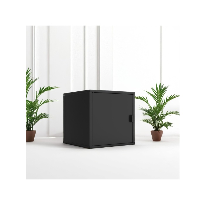DEQQU Terraguard Tek Kapaklı Küp Metal Dolap - 35 x 35 x 35 cm Siyah