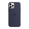 Apple iPhone 12 Pro Max Uyumlu Logolu Lansman Silikon Kılıf Gece Mavi
