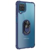 Samsung Galaxy M12 Arka Şeffaf Yüzüklü Mıknatıslı Kapak Mavi