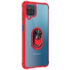 Samsung Galaxy M12 Arka Şeffaf Yüzüklü Mıknatıslı Kapak Kırmızı
