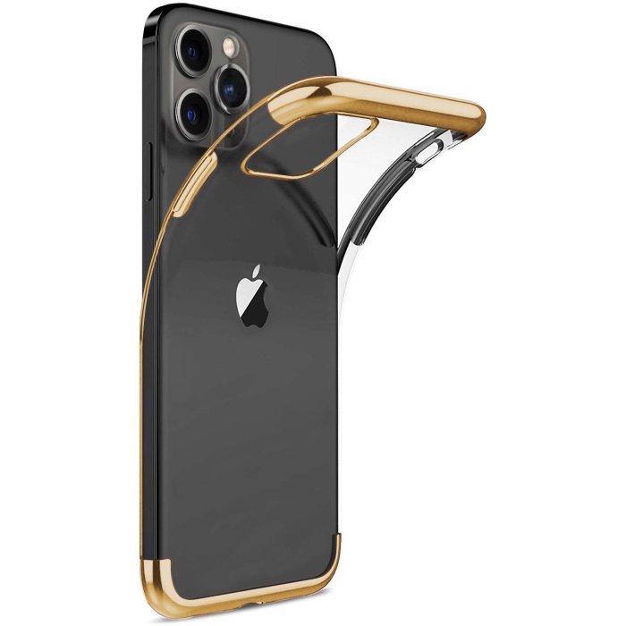 Apple iPhone 13 Pro Max 6.7 Parlak Lazer Silikon Kılıf Gold