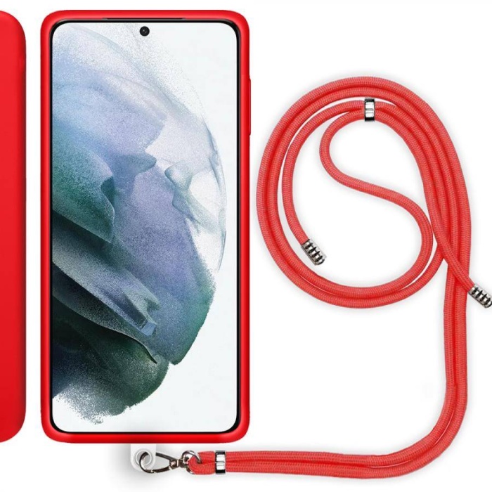 Samsung Galaxy S9 İp Askılı Silikon Kılıf Kırmızı