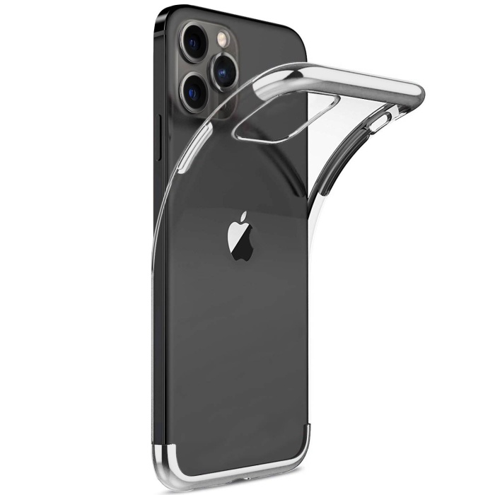 Apple iPhone 13 Pro Max 6.7 Parlak Lazer Silikon Kılıf Gümüş