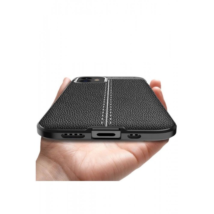 Xiaomi Redmi Note 10S Deri Görünümlü Silikon Siyah
