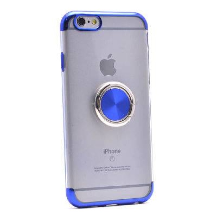 Apple iPhone 6S Platin Yüzüklü Silikon Kılıf Mavi