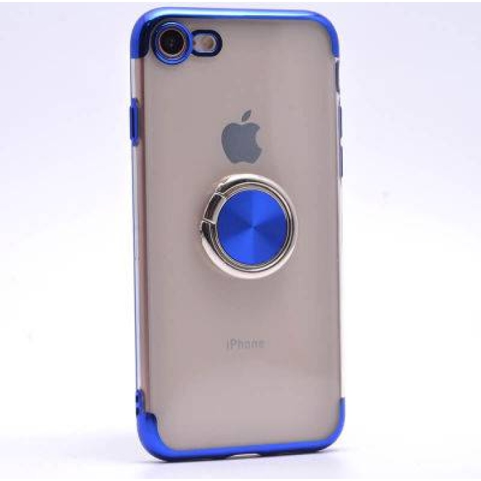 Apple iPhone 7 Platin Yüzüklü Silikon Kılıf Mavi
