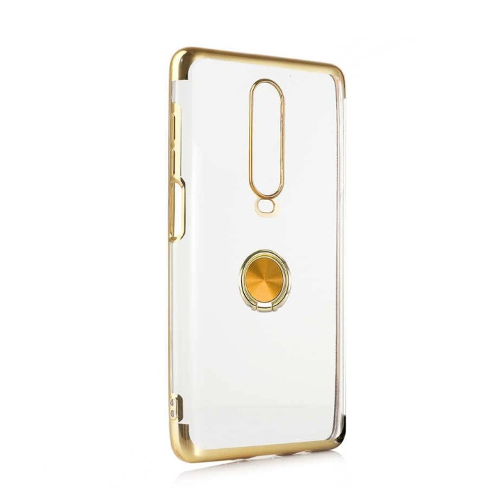 Xiaomi Pocophone X2 Platin Yüzüklü Silikon Kılıf Gold