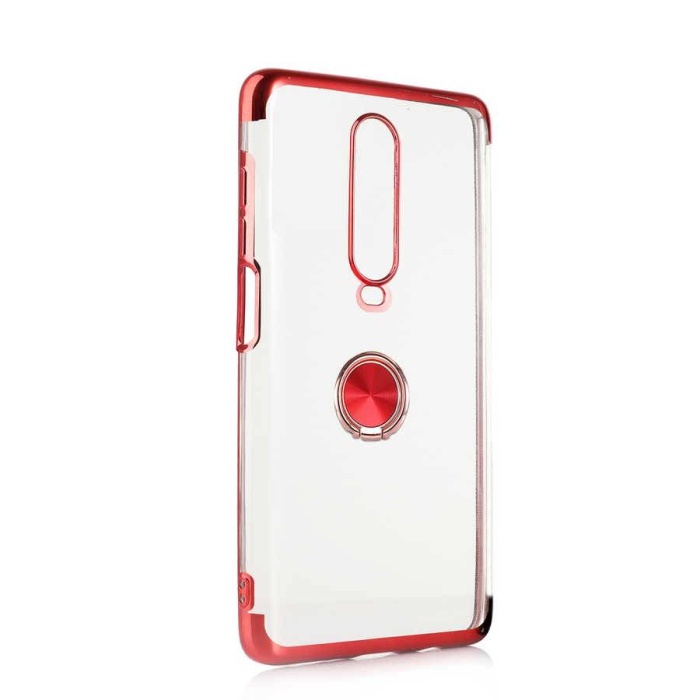Xiaomi Pocophone X2 Platin Yüzüklü Silikon Kılıf Kırmızı