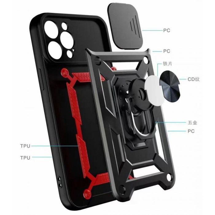 Kızaklı Tank Kılıf Xiaomi Redmi Note 8 Siyah