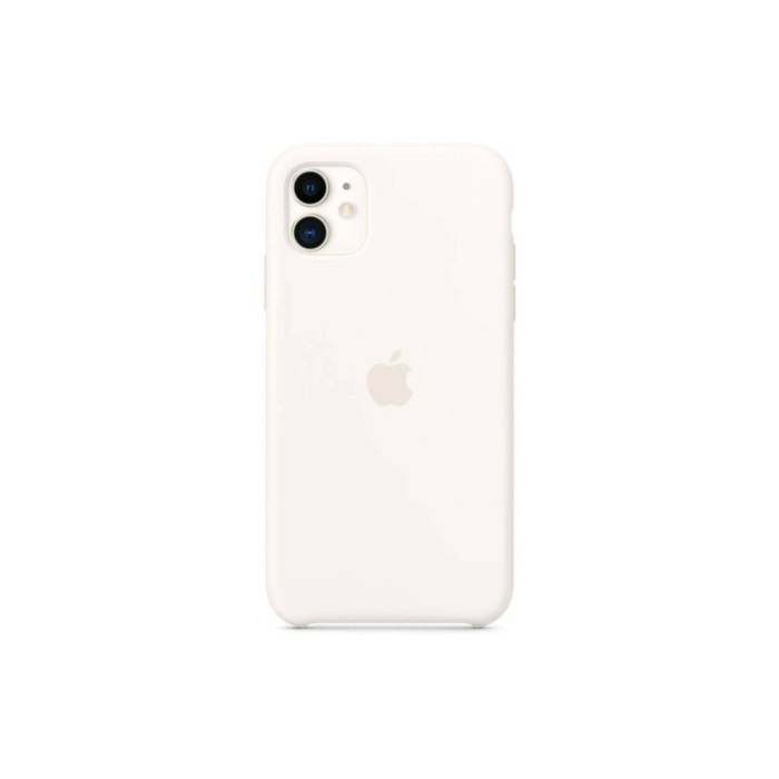 Apple iPhone 12 Uyumlu Logolu Lansman Silikon Kılıf Beyaz