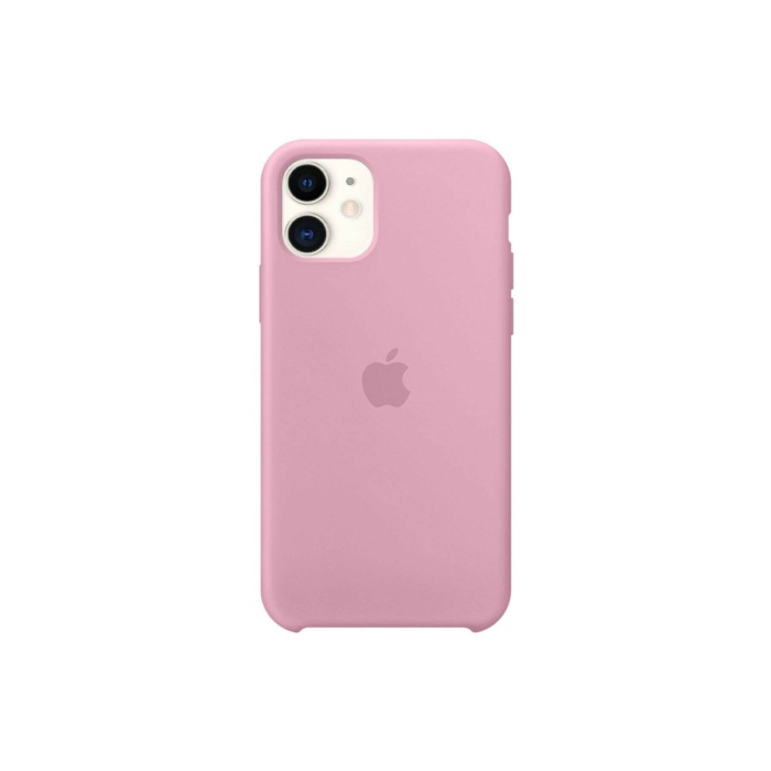Apple iPhone 12 Uyumlu Logolu Lansman Silikon Kılıf Açık Pembe